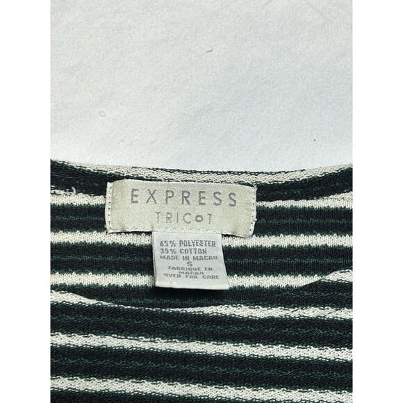 Vintage 90s Express Tricot Long Sleeve Women Sz S Top Black White Striped - Picture 2 of 8